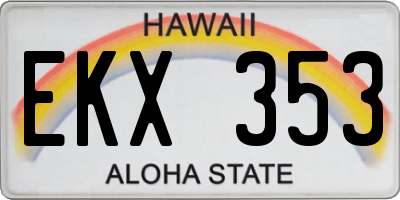 HI license plate EKX353