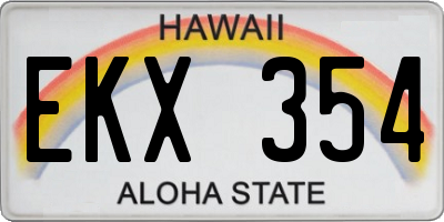 HI license plate EKX354