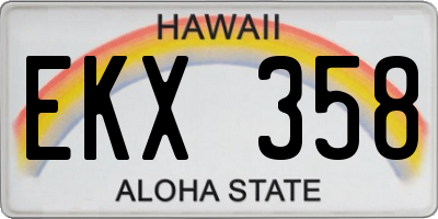 HI license plate EKX358