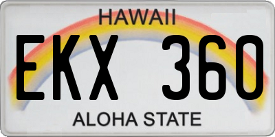 HI license plate EKX360