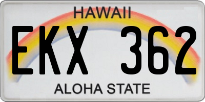 HI license plate EKX362