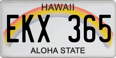 HI license plate EKX365