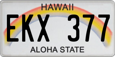 HI license plate EKX377