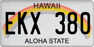 HI license plate EKX380