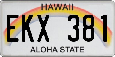 HI license plate EKX381