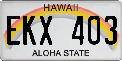 HI license plate EKX403