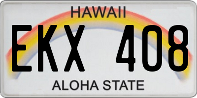 HI license plate EKX408