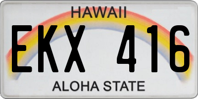 HI license plate EKX416