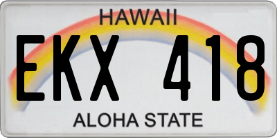 HI license plate EKX418