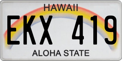 HI license plate EKX419