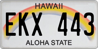 HI license plate EKX443