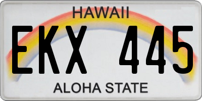 HI license plate EKX445