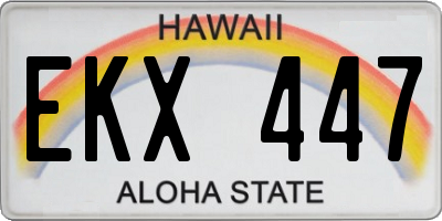 HI license plate EKX447