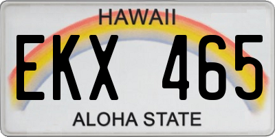 HI license plate EKX465