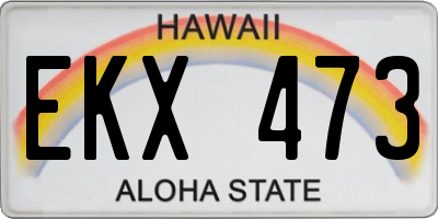 HI license plate EKX473