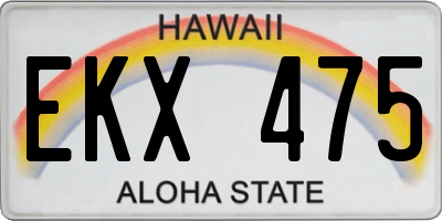HI license plate EKX475
