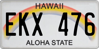 HI license plate EKX476