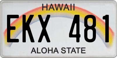 HI license plate EKX481