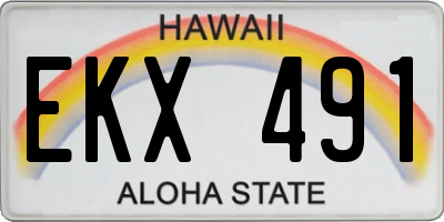 HI license plate EKX491