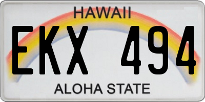 HI license plate EKX494