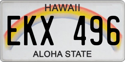 HI license plate EKX496