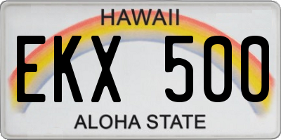 HI license plate EKX500