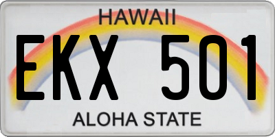 HI license plate EKX501