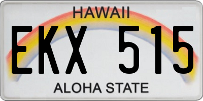 HI license plate EKX515