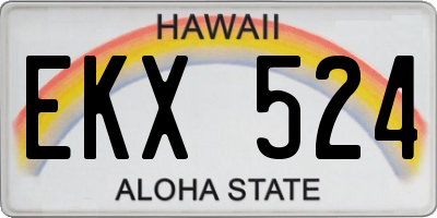 HI license plate EKX524