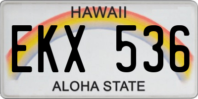 HI license plate EKX536