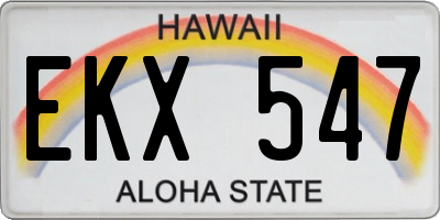 HI license plate EKX547