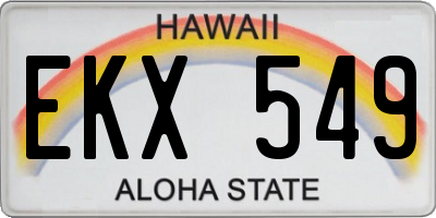 HI license plate EKX549