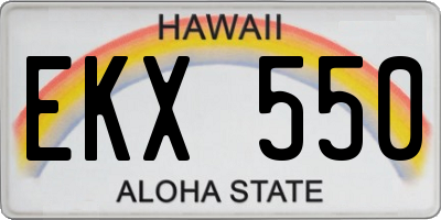 HI license plate EKX550