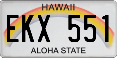 HI license plate EKX551