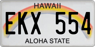 HI license plate EKX554