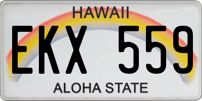 HI license plate EKX559