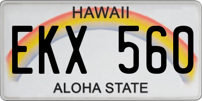 HI license plate EKX560