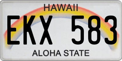 HI license plate EKX583