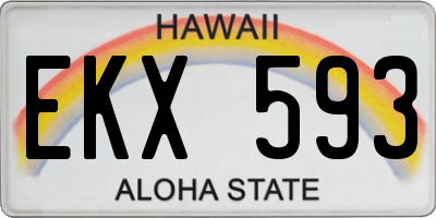HI license plate EKX593