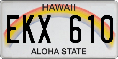 HI license plate EKX610