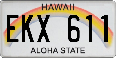 HI license plate EKX611