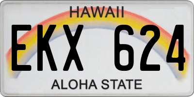 HI license plate EKX624
