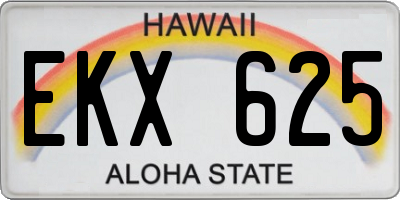 HI license plate EKX625