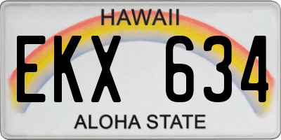 HI license plate EKX634