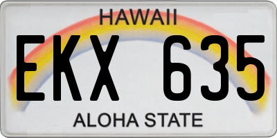 HI license plate EKX635