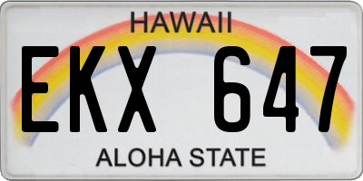 HI license plate EKX647