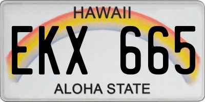 HI license plate EKX665