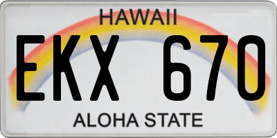HI license plate EKX670