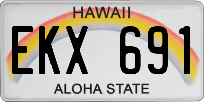HI license plate EKX691