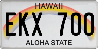 HI license plate EKX700
